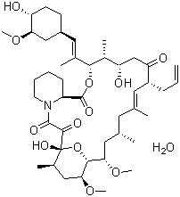 CAS # 109581-93-3, Tacrolimus monohydrate, (1R,9S,12S,13R,14S,17R,18E,21S,23S,24R,25S,27R)-1,14-dihydroxy-12-[(E)-1-[(1R,3R,4R)-4-hydroxy-3-methoxycyclohexyl]prop-1-en-2-yl]-23,25-dimethoxy-13,19,21,27-tetramethyl-17-prop-2-enyl-11,28-dioxa-4-azatricyclo[22.3.1.04,9]octacos-18-ene-2,3,10,16-tetrone,hydrate