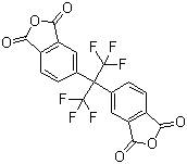 CAS # 1107-00-2, 4,4'-(Hexafluoroisopropylidene)diphthalic anhydride, 2,2-Bis(3,4-anhydrodicarboxyphenyl)hexafluoropropane