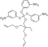 CAS # 111083-78-4, Zirconate Coupling Agent Ken-React NZ 97, Ken-React NZ 97, NZ 97, (OC-6-22)-Tris(3-aminophenolato-O)[2,2-bis[(2-propenyloxy)methyl]-1-butanolato-O,O',O'']zirconium