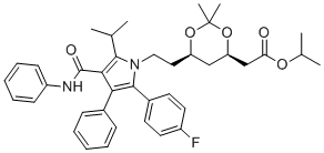 CAS # 1112262-71-1, Isopropyl [(4R,6R)-6-{2-[2-(4-fluorophenyl)-5-isopropyl-3-phenyl-4-(phenylcarbamoyl)-1H-pyrrol-1-yl]ethyl}-2,2-dimethyl-1,3-dioxan-4-yl]acetate