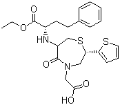 CAS 登录号：111902-57-9, 替莫普利, 2-[(2S)-6-[[(1S)-1-乙氧基甲酰-3-苯基丙基]氨基]-5-氧代-2-噻吩-2-基-1,4-硫氮杂卓-4-基]乙酸