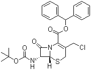 structure of CAS# 112028-91-8, (6R,7R)-3-(氯甲基)-7-[[叔丁氧羰基]氨基]-8-氧代-5-硫杂-1-氮杂双环[4.2.0]辛-2-烯-2-羧酸二苯甲酯