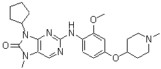 structure of CAS# 1124329-14-1, 9-环戊基-7,9-二氢-2-[[2-甲氧基-4-[(1-甲基-4-哌啶基)氧基]苯基]氨基]-7-甲基-8H-嘌呤-8-酮
