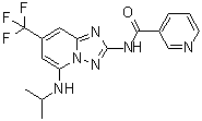 CAS 登录号：1124381-69-6, N-[5-[(1-甲基乙基)氨基]-7-(三氟甲基)[1,2,4]三唑并[1,5-a]吡啶-2-基]-3-吡啶甲酰胺
