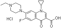 CAS # 112732-17-9, Enrofloxacin hydrochloride, 1-Cyclopropyl-7-(4-ethyl-1-piperazinyl)-6-fluoro-1,4-dihydro-4-oxo-3-quinolinecarboxylic acid hydrochloride