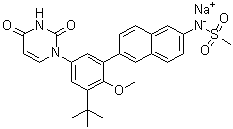 CAS # 1132940-11-4, N-[6-[3-tert-Butyl-5-(2,4-dioxo-3,4-dihydropyrimidin-1(2H)-yl)-2-methoxyphenyl]naphthalen-2-yl]methanesulfonamide monosodium salt
