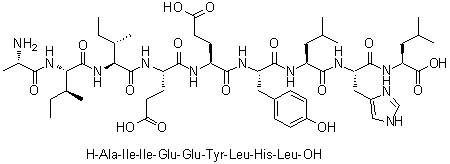 CAS # 1133962-48-7, L-Alanyl-L-isoleucyl-L-isoleucyl-L-alpha-glutamyl-L-alpha-glutamyl-L-tyrosyl-L-leucyl-L-histidyl-L-leucine
