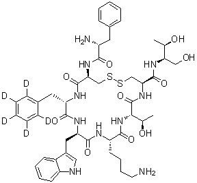 CAS 登录号：1134880-79-7, D-苯丙氨酰-L-半胱氨酰-L-苯丙氨酰-2,3,4,5,6-d<sub>5</sub>-D-色氨酰-L-赖氨酰-L-苏氨酰-N-[(1R,2R)-2-羟基-1-(羟基甲基)丙基]-L-半胱氨酰胺环(2→7)-二硫醚