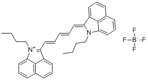 CAS # 1135933-68-4, 1-Butyl-2-[(1E,3E,5Z)-5-(1-butylbenzo[cd]indol-2(1H)-ylidene)-1,3-pentadien-1-yl]benzo[cd]indolium tetrafluoroborate, (2E)-1-Butyl-2-[(2E,4E)-5-(1-butylbenzo[cd]indol-1-ium-2-yl)penta-2,4-dienylidene]benzo[cd]indole,tetrafluoroborate