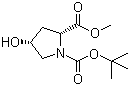 structure of CAS# 114676-69-6, 顺式-1-N-叔丁氧羰基-4-羟基-D-脯氨酸甲酯