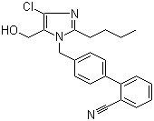 CAS # 114772-55-3, 4'-[(2-Butyl-4-chloro-5-hydroxymethyl-1H-imidazol-1-yl)methyl]-1,1'-biphenyl-2-carbonitrile, 2-Butyl-4-chloro-1-[(2'-cyanobiphenyl-4-yl)methyl]-5-hydroxymethylimidazole, 4'-[[2-Butyl-4-chloro-5-(hydroxymethyl)-1H-imidazol-1-yl]methyl]-[1,1'-biphenyl]-2-carbonitrile