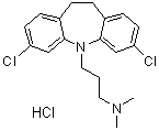 structure of CAS# 115189-28-1, 3,7-二氯-5-(3-二甲基氨基丙基)-10,11-二氢-5H-二苯并[b,f]氮杂卓盐酸盐