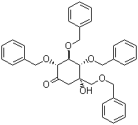 structure of CAS# 115250-38-9, (2R,3S,4S,5S)-5-Hydroxy-2,3,4-tris(phenylmethoxy)-5-[(phenylmethoxy)methyl]-cyclohexanone