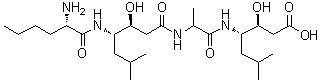 CAS 登录号：115388-99-3, L-正亮氨酰-(3S,4S)-4-氨基-3-羟基-6-甲基庚酰基-N-[(1S)-1-[(1S)-2-羧基-1-羟基乙基]-3-甲基丁基]-L-丙氨酰胺