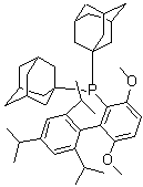 structure of CAS# 1160861-59-5, [3,6-二甲氧基-2',4',6'-三(1-甲基乙基)[1,1'-联苯]-2-基]双(金刚烷-1-基)膦