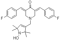 structure of CAS# 1172133-28-6, (3E,5E)-1-[(2,5-Dihydro-1-hydroxy-2,2,5,5-tetramethyl-1H-pyrrol-3-yl)methyl]-3,5-bis[(4-fluorophenyl)methylene]-4-piperidinone