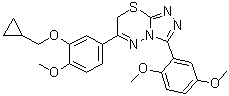 CAS 登录号：1172617-14-9, 6-[3-(环丙基甲氧基)-4-甲氧基苯基]-3-(2,5-二甲氧基苯基)-7H-[1,2,4]三唑并[3,4-b]-[1,3,4]噻二嗪