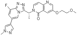 structure of CAS# 1173699-31-4, 6-[(1R)-1-[8-氟-6-(1-甲基-1H-吡唑-4-基)-1,2,4-三唑并[4,3-a]吡啶-3-基]乙基]-3-(2-甲氧基乙氧基)-1,6-萘啶-5(6H)-酮