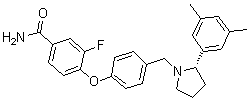 structure of CAS# 1174130-61-0, 4-[4-[[(2S)-2-(3,5-Dimethylphenyl)-1-pyrrolidinyl]methyl]phenoxy]-3-fluorobenzamide