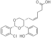 structure of CAS# 117621-64-4, rel-(4Z)-6-[(2R,4R,5S)-2-(2-氯苯基)-4-(2-羟基苯基)-1,3-二恶烷-5-基]-4-己烯酸