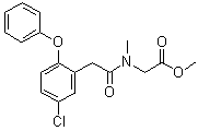 structure of CAS# 1180843-76-8, N-[2-(5-氯-2-苯氧基苯基)乙酰基]-N-甲基-甘氨酸甲酯