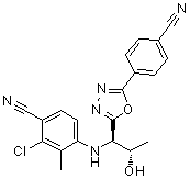 structure of CAS# 1182367-47-0, 2-氯-4-[[(1R,2S)-1-[5-(4-氰基苯基)-1,3,4-恶二唑-2-基]-2-羟基丙基]氨基]-3-甲基苯甲腈
