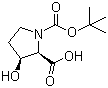 (2R-cis)-3-羟基-1,2-吡咯烷二羧酸 1-叔丁酯分子结构 (CAS 118492-87-8)