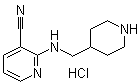 CAS 登录号：1185307-76-9, 2-[(4-哌啶基甲基)氨基]-3-吡啶甲腈盐酸盐