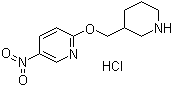 structure of CAS# 1185307-86-1, 5-Nitro-2-(3-piperidinylmethoxy)pyridine hydrochloride