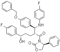 CAS # 1185883-39-9, (4S)-3-[(2R,5S)-5-(4-Fluorophenyl)-2-[(S)-[(4-fluorophenyl)amino][4-(phenylmethoxy)phenyl]methyl]-5-hydroxy-1-oxopentyl]-4-phenyl-2-oxazolidinone