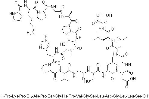 CAS # 1188512-91-5, L-Prolyl-L-lysyl-L-prolylglycyl-L-alanyl-L-prolyl-L-serylglycyl-L-histidyl-L-prolyl-L-valylglycyl-L-seryl-L-leucyl-L-alpha-aspartylglycyl-L-leucyl-L-leucyl-L-serine