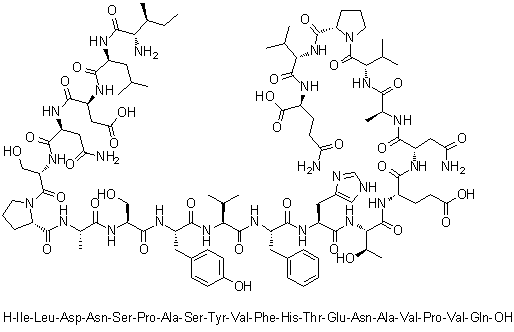 CAS 登录号：1188513-42-9, L-异亮氨酰-L-亮氨酰-L-alpha-天冬氨酰-L-天冬氨酰胺酰-L-丝氨酰-L-脯氨酰-L-丙氨酰-L-丝氨酰-L-酪氨酰-L-缬氨酰-L-苯丙氨酰-L-组氨酰-L-苏氨酰-L-alpha-谷氨酰-L-天冬氨酰胺酰-L-丙氨酰-L-缬氨酰-L-脯氨酰-L-缬氨酰-L-谷氨酰胺