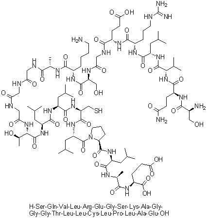 CAS 登录号：1188513-45-2, L-丝氨酰-L-谷氨酰胺酰-L-缬氨酰-L-亮氨酰-L-精氨酰-L-alpha-谷氨酰甘氨酰-L-丝氨酰-L-赖氨酰-L-丙氨酰甘氨酰甘氨酰甘氨酰-L-苏氨酰-L-亮氨酰-L-亮氨酰-L-半胱氨酰-L-亮氨酰-L-脯氨酰-L-亮氨酰-L-丙氨酰-L-谷氨酸