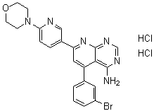 structure of CAS# 1188890-28-9, 5-(3-溴苯基)-7-[6-(4-吗啉基)-3-吡啶基]吡啶并[2,3-d]嘧啶-4-胺二盐酸盐