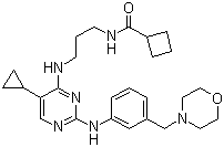 structure of CAS# 1190378-57-4, N-[3-[[5-环丙基-2-[[3-(4-吗啉基甲基)苯基]氨基]-4-嘧啶基]氨基]丙基]环丁烷甲酰胺