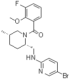 structure of CAS# 1191044-58-2, [(2S,5S)-2-[[(5-溴-2-吡啶基)氨基]甲基]-5-甲基-1-哌啶基](3-氟-2-甲氧基苯基)甲酮