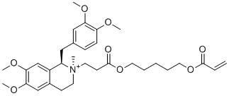 CAS # 119403-01-9, Atracurium EP Impurity O, (1R,2R)-2-(3-{[5-(Acryloyloxy)pentyl]oxy}-3-oxopropyl)-1-[(3,4-dimethoxyphenyl)methyl]-6,7-dimethoxy-2-methyl-1,2,3,4-tetrahydroisoquinolin-2-ium