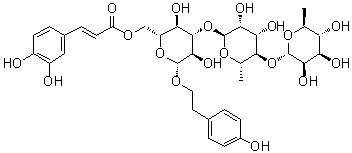 CAS # 1194056-35-3, Ligupurpuroside D, 2-(4-Hydroxyphenyl)ethyl O-6-deoxy-alpha-L-mannopyranosyl-(1&rarr;4)-O-6-deoxy-alpha-L-mannopyranosyl-(1&rarr;3)-beta-D-glucopyranoside 6-[(2E)-3-(3,4-dihydroxyphenyl)-2-propenoate]