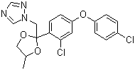 CAS # 119446-68-3, Difenoconazole, 1-((2-(2-chloro-4-(4-chlorophenoxy)phenyl)-4-methyl-1,3-dioxolan-2-yl)methyl)-1H-1,2,4-triazole