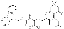 structure of CAS# 1198321-33-3, N5-[1-(4,4-二甲基-2,6-二氧代环己基亚基)-3-甲基丁基]-N2-[(9H-芴-9-基甲氧基)羰基]-L-鸟氨酸