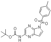 structure of CAS# 1201187-44-1, N-[5-[(4-Methylphenyl)sulfonyl]-5H-pyrrolo[2,3-b]pyrazin-2-yl]carbamic acid 1,1-dimethylethyl ester