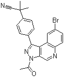 CAS # 1201643-72-2, 2-(4-(3-Acetyl-8-bromo-3H-pyrazolo[3,4-c]quinolin-1-yl)phenyl)-2-methylpropanenitrile, 4-(3-Acetyl-8-bromo-3H-pyrazolo[3,4-c]quinolin-1-yl)-alpha,alpha-dimethylbenzeneacetonitrile