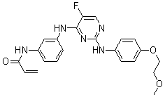 structure of CAS# 1202757-89-8, N-[3-[[5-氟-2-[[4-(2-甲氧基乙氧基)苯基]氨基]-4-嘧啶基]氨基]苯基]-2-丙烯酰胺