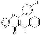 structure of CAS# 1203680-76-5, 3-[(4-Chlorophenyl)methoxy]-N-[(1S)-1-phenylethyl]-2-thiophenecarboxamide