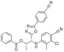 structure of CAS# 1208070-53-4, (1R,2S)-1-(3-氯-4-氰基-2-甲基苯基氨基)-1-(5-(4-氰基苯基)-1,3,4-恶二唑-2-基)丙烷-2-基苯甲酸酯