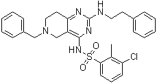 structure of CAS# 1208123-85-6, 3-氯-2-甲基-N-[5,6,7,8-四氢-2-[(2-苯基乙基)氨基]-6-(苯基甲基)吡啶并[4,3-d]嘧啶-4-基]苯磺酰胺