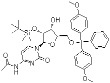 structure of CAS# 121058-85-3, N-Acetyl-5'-O-[bis(4-methoxyphenyl)phenylmethyl]-2'-O-[(1,1-dimethylethyl)dimethylsilyl]cytidine