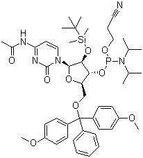 structure of CAS# 121058-88-6, N-乙酰基-5'-O-(4,4-二甲氧基三苯甲基)-2'-O-[(叔丁基)二甲基硅基]胞苷-3'-(2-氰基乙基-N,N-二异丙基)亚磷酰胺