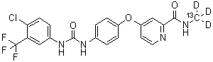 4-[4-[[4-Chloro-3-(trifluoromethyl)phenyl]carbamoylamino]phenoxy]-N-(trideuteriomethyl-<sup>13</sup>C)pyridine-2-carboxamide molecular structure (CAS 1210608-86-8)