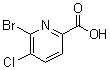 CAS # 1214328-42-3, 6-Bromo-5-chloro-2-pyridinecarboxylic acid, 2-Bromo-3-chloropyridine-6-carboxylic acid